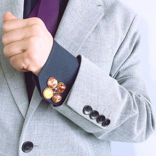 Big Cuff Links Pink Flower