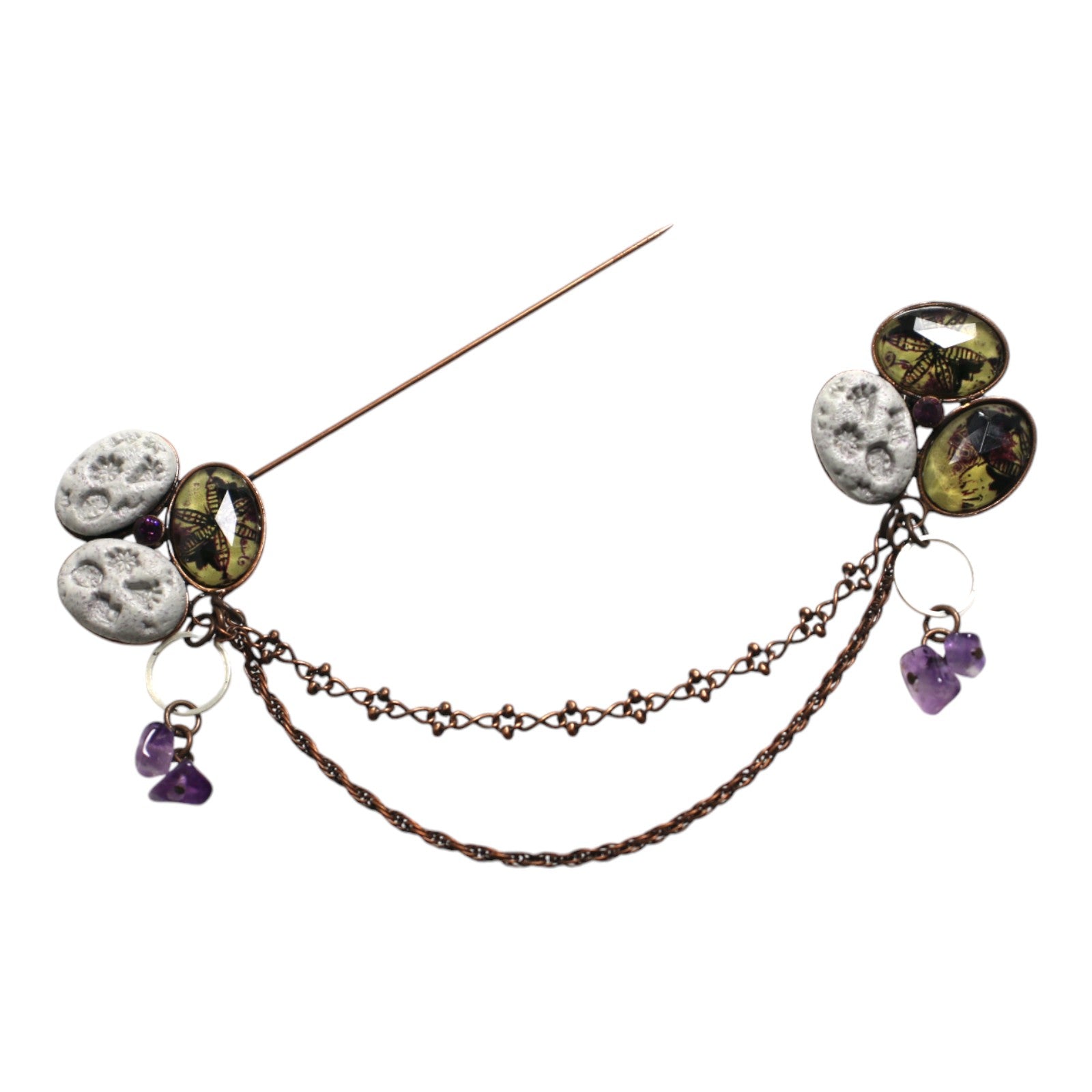 Hatpin Flower Purple Amethyst TAMARUSAN