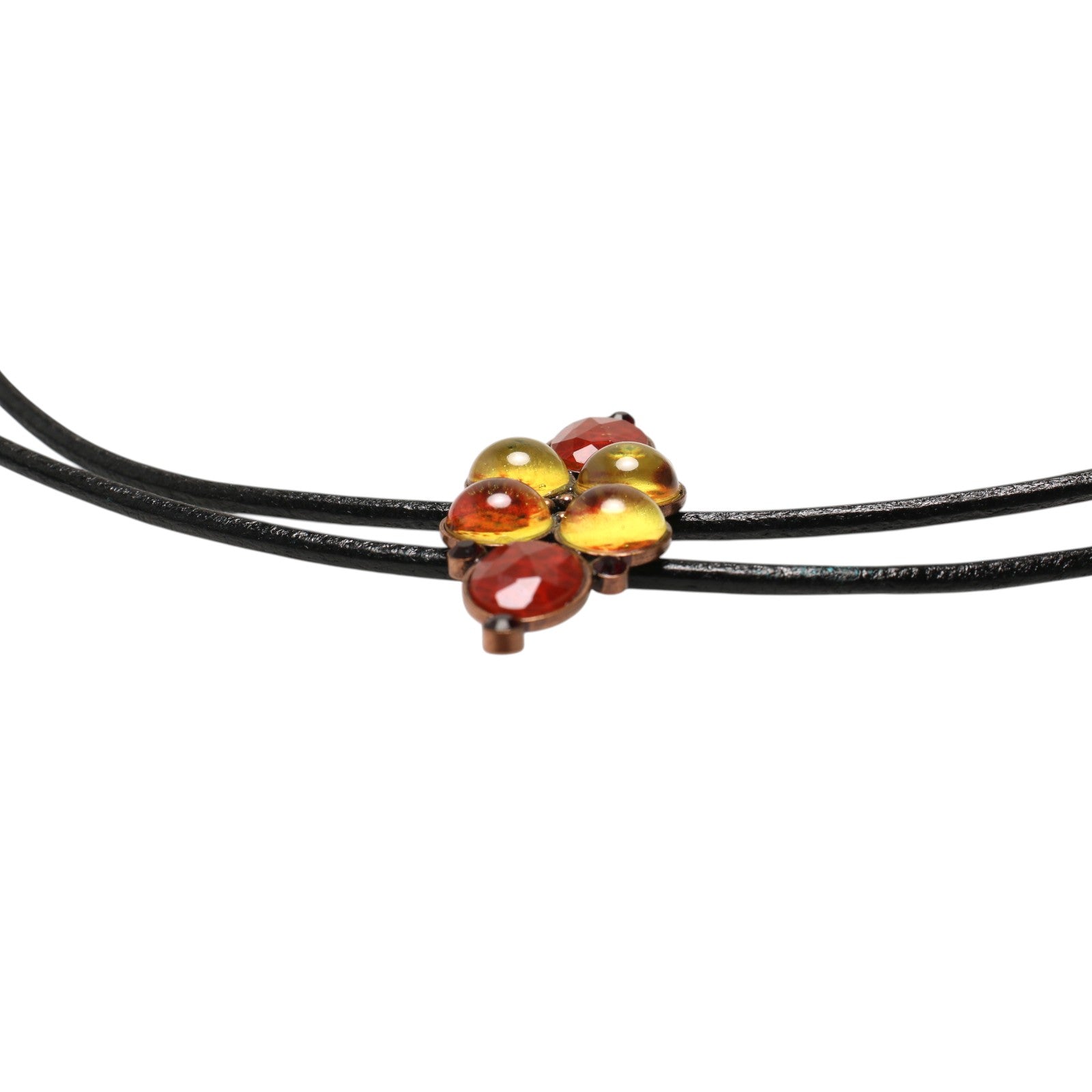 Leather Cord Bolo Tie Red Fringe Black TAMARUSAN