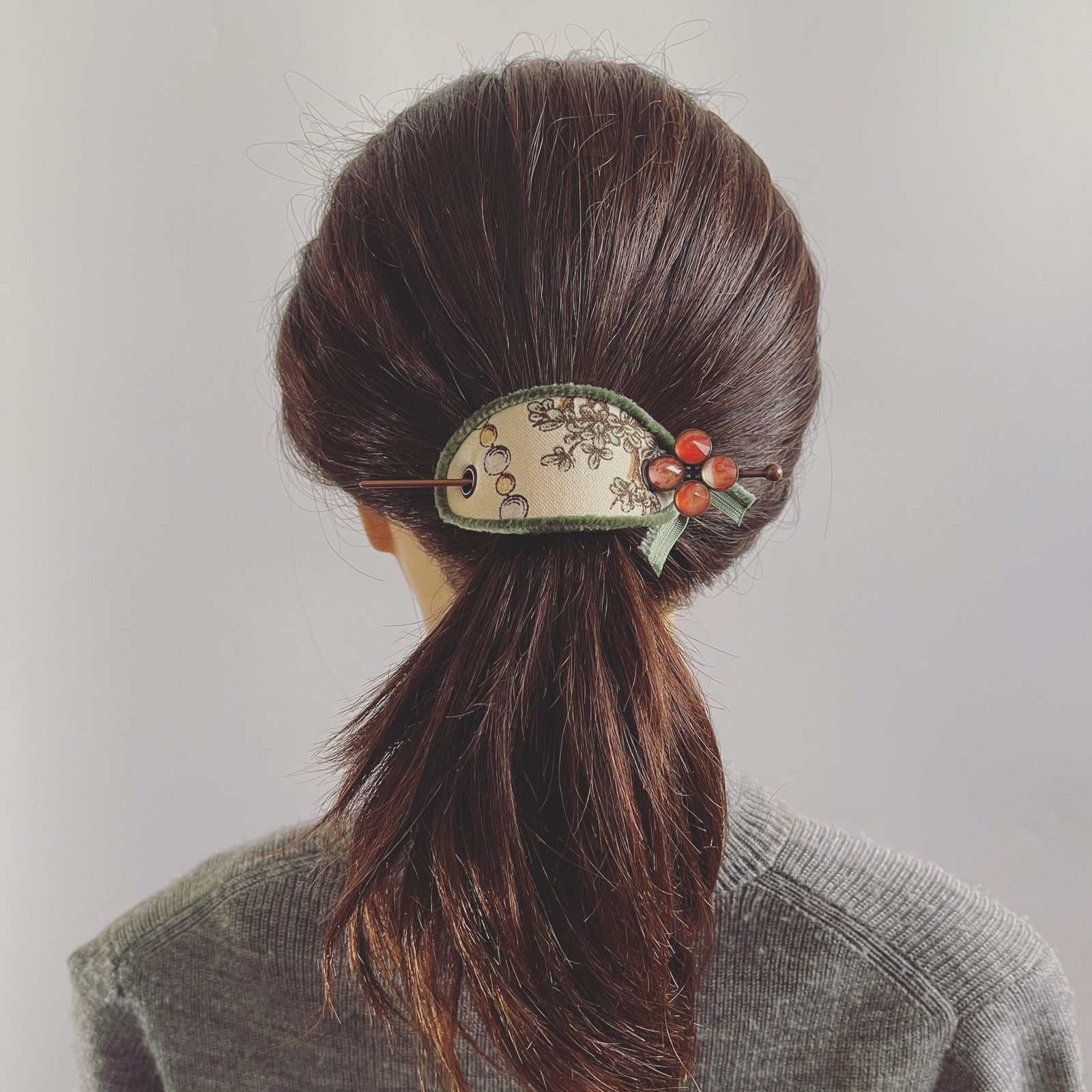 Hairpin Barrette Orange Flower Illustration TAMARUSAN