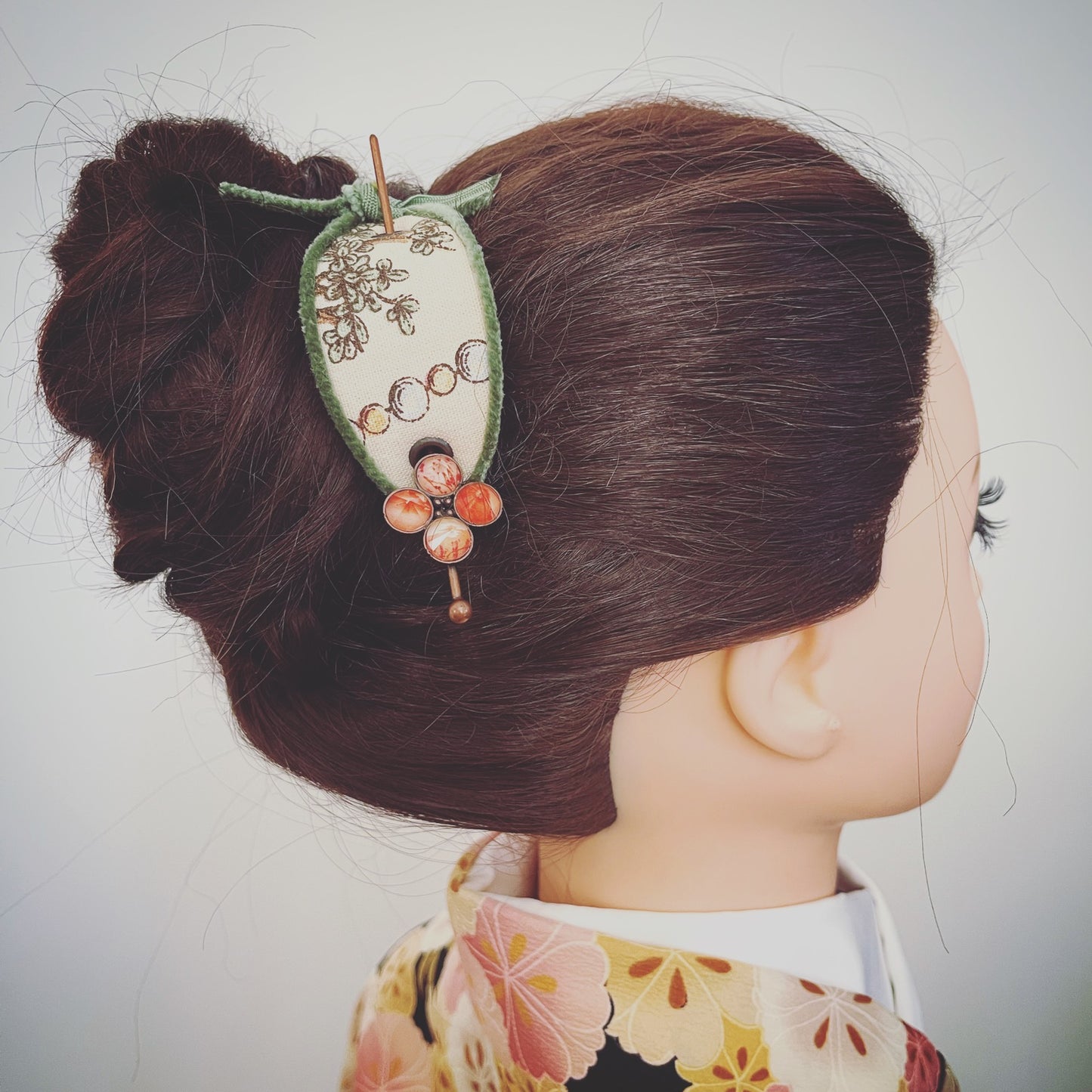 Hairpin Barrette Orange Flower Illustration TAMARUSAN