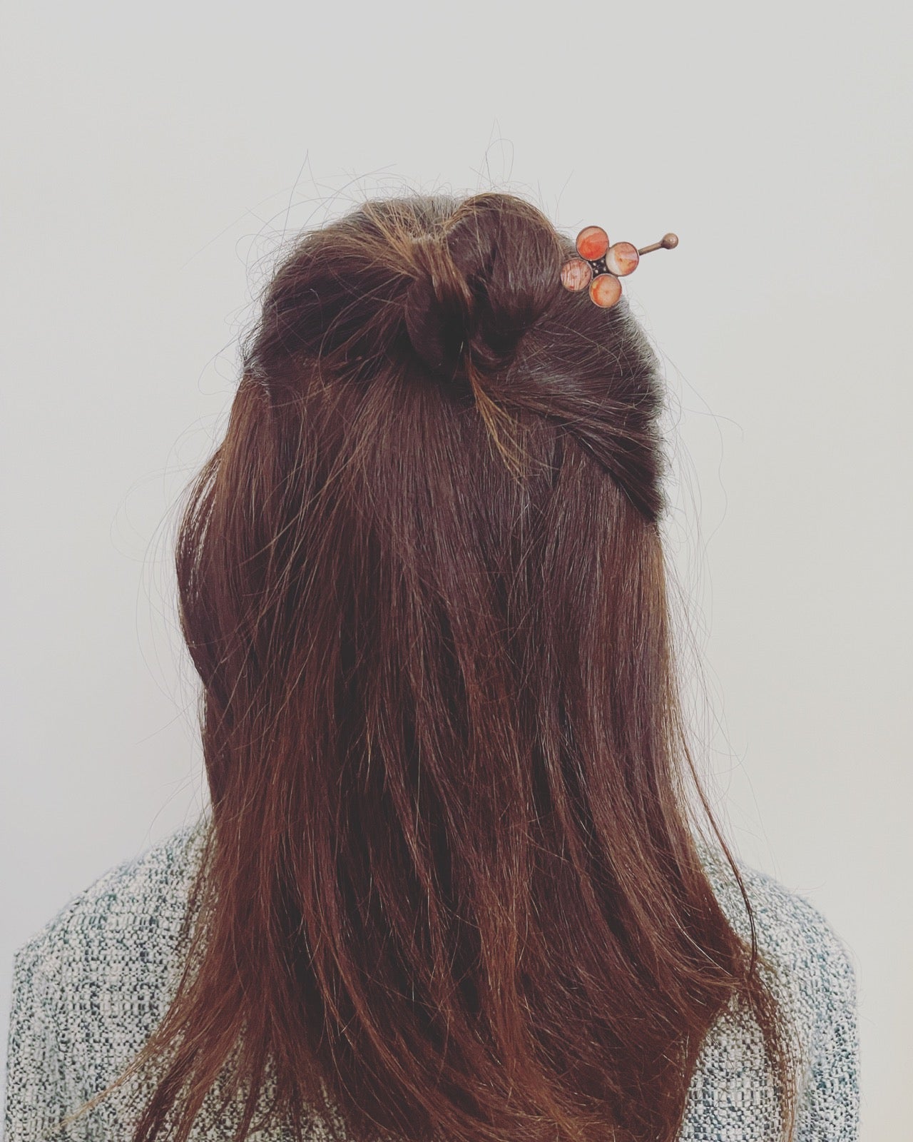 Hairpin Barrette Orange Flower Illustration TAMARUSAN