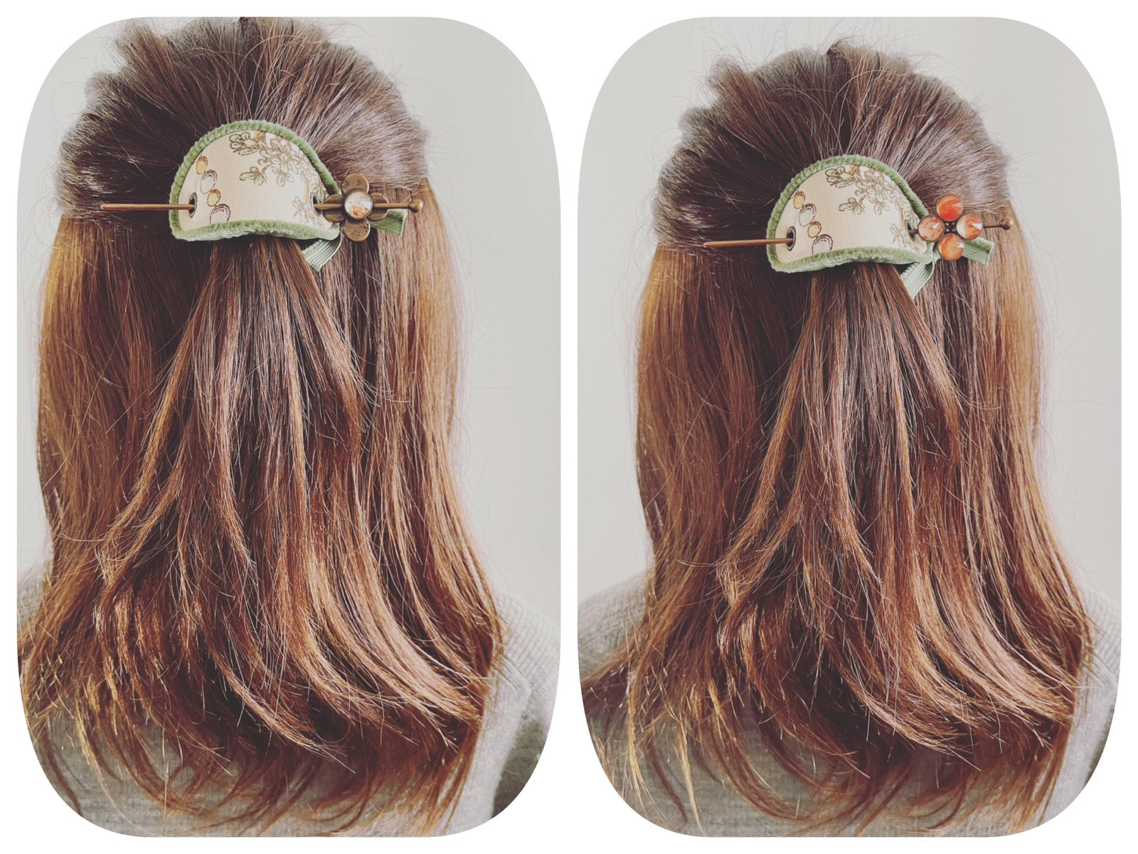 Hairpin Barrette Orange Flower Illustration TAMARUSAN