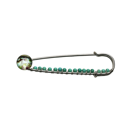 Safety Pin Brooch Blue Turquoise TAMARUSAN