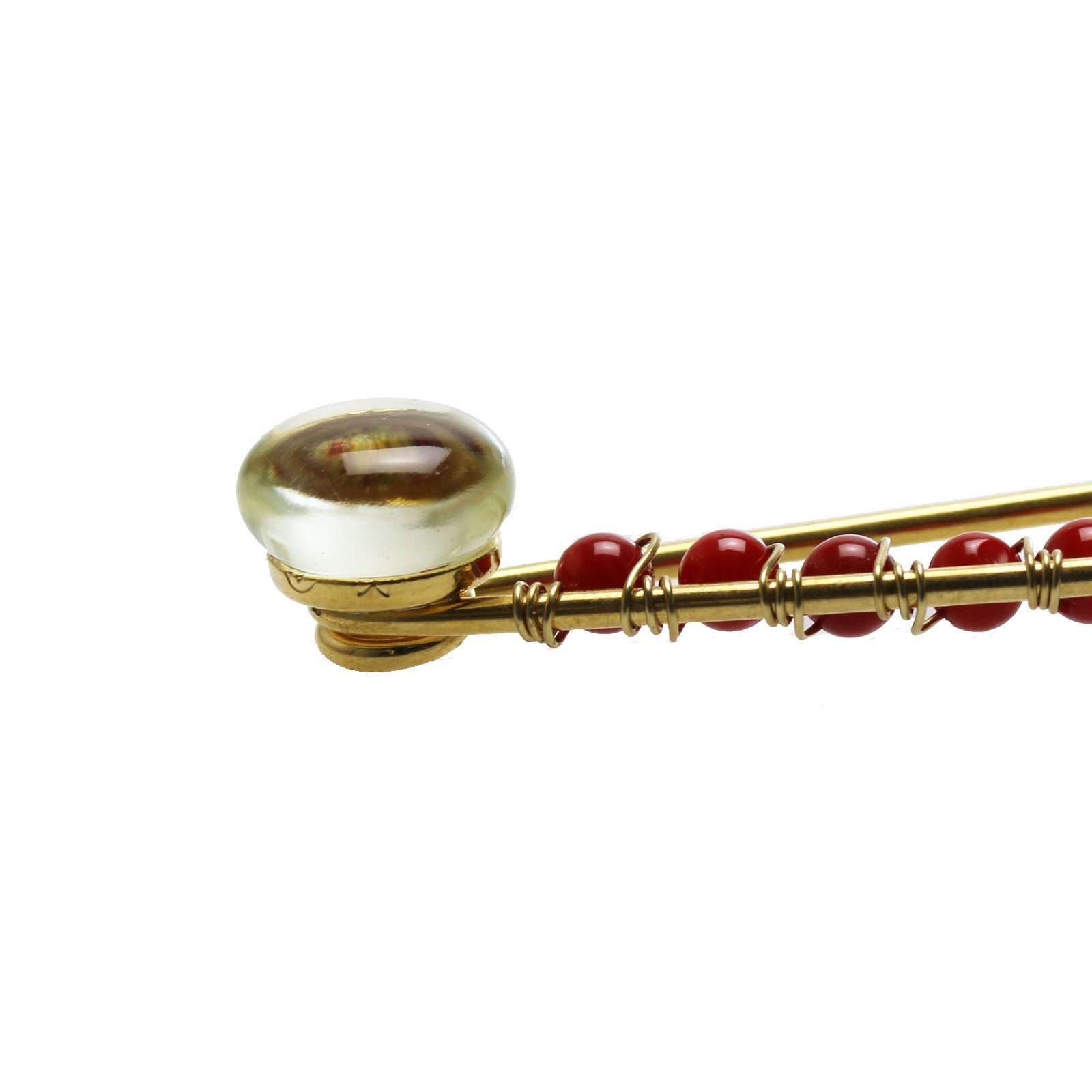 Fancy Safety Pin Coral Red Gold TAMARUSAN