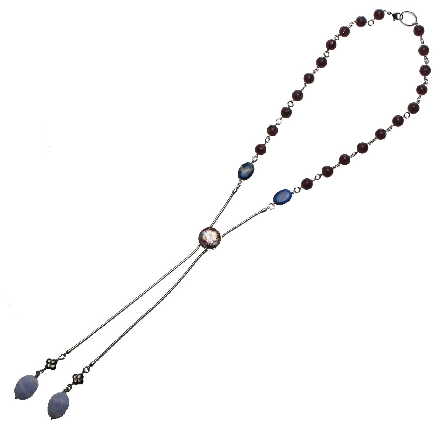 Chain Bolo Tie Necklace Blue Purple TAMARUSAN