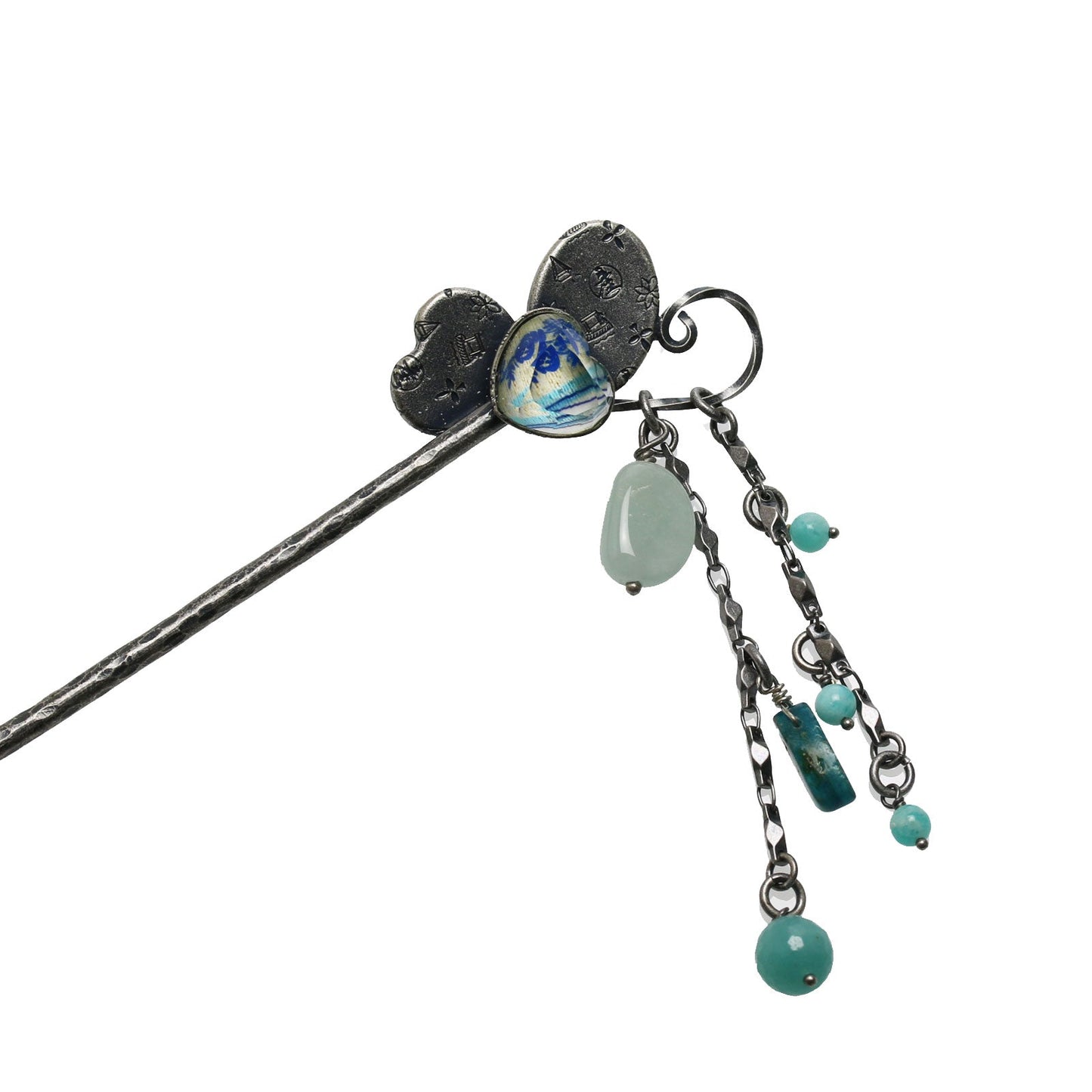 One Stick Hairpin Butterfly Blue Rose TAMARUSAN