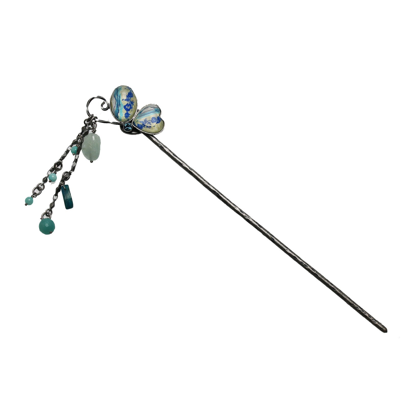 One Stick Hairpin Butterfly Blue Rose TAMARUSAN