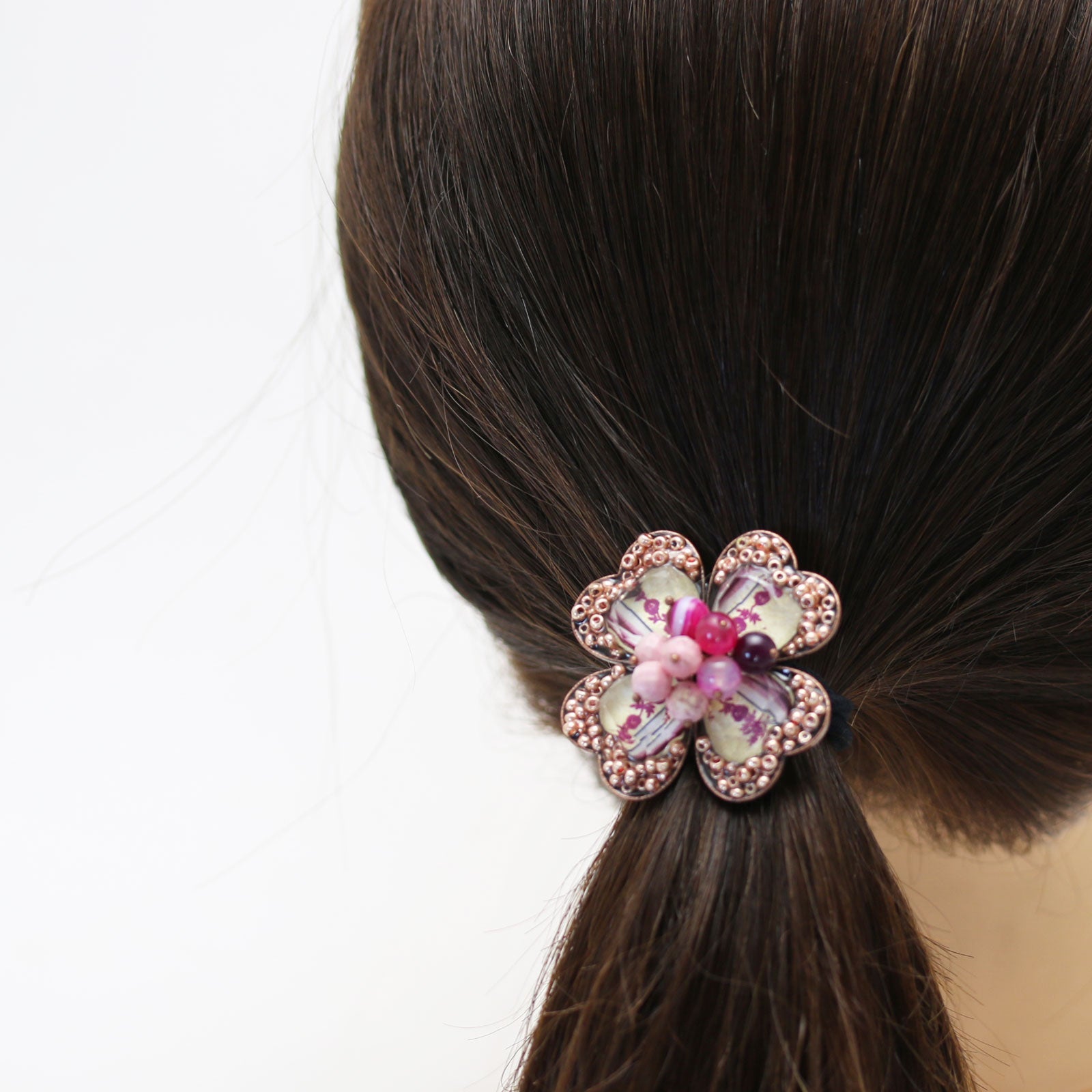 Hair Elastic Clover Big Flower Pink TAMARUSAN