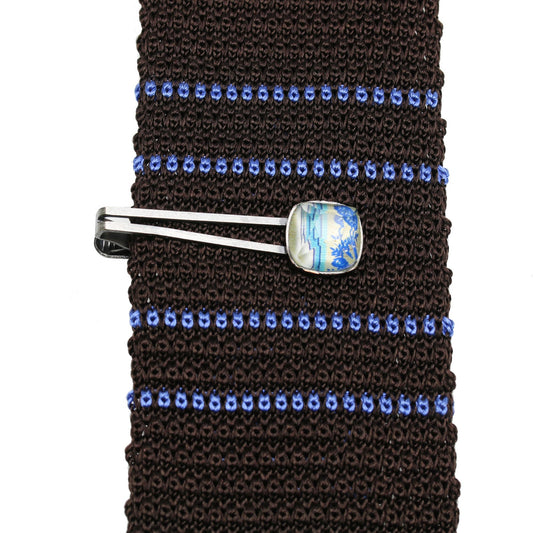 Simple Tie Clip Rose Blue Square TAMARUSAN