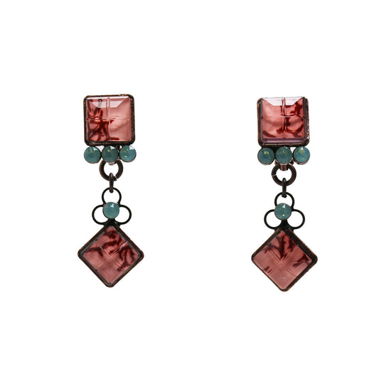Pink Earrings Square Coral TAMARUSAN