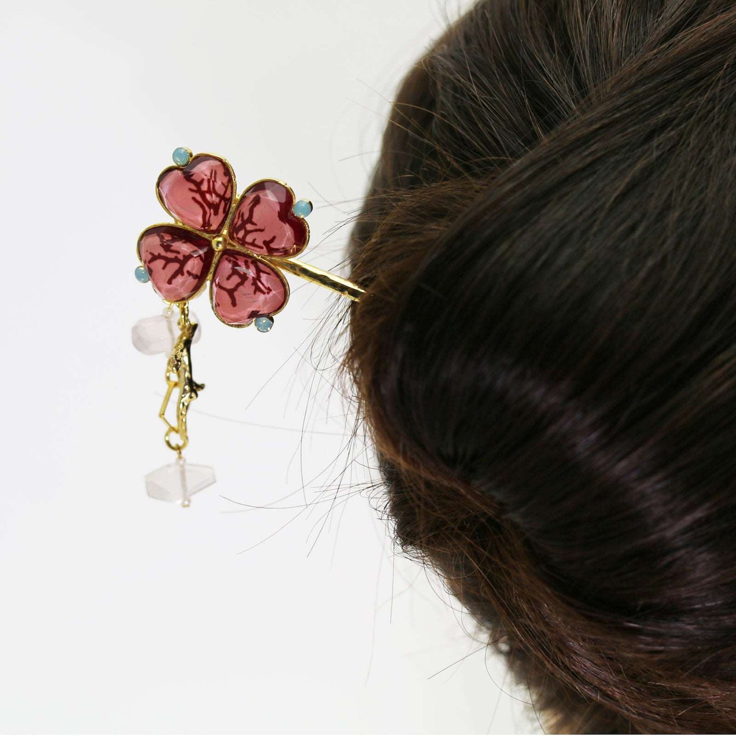 Hairpin Pink 4-Leaf Clover Gold TAMARUSAN