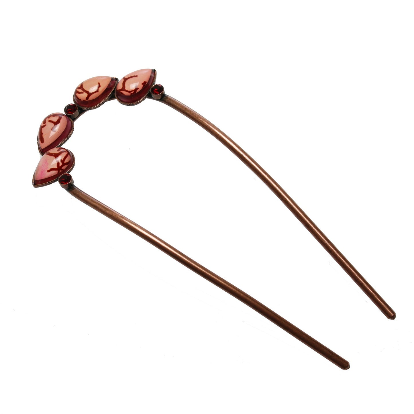 Double Prong Hair Stick Coral Pink TAMARUSAN