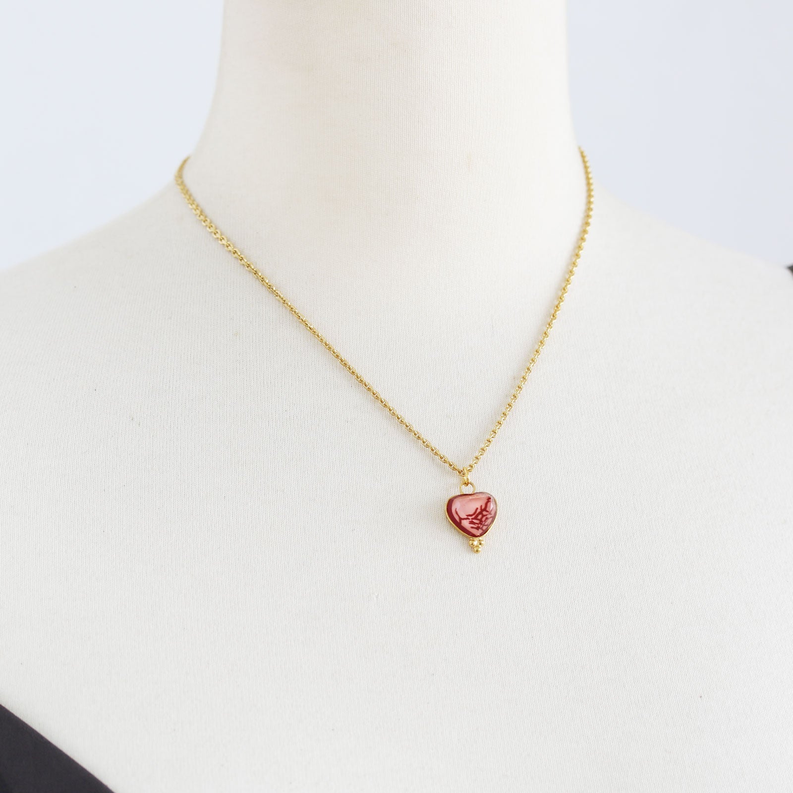 Necklace Heart Pink Gold Simple TAMARUSAN
