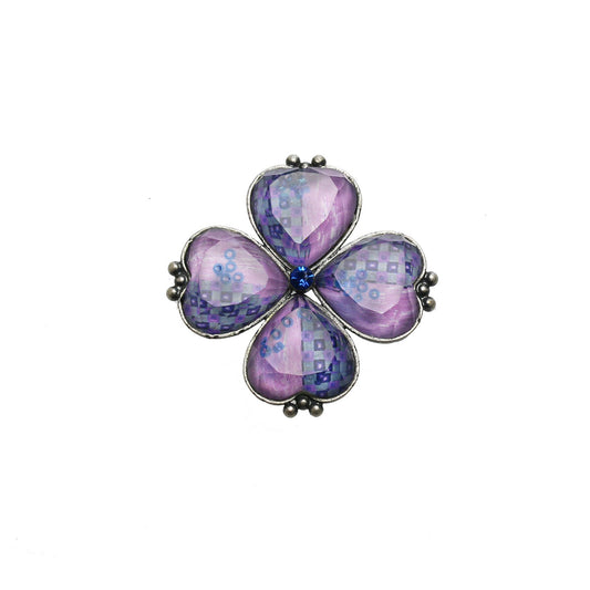 Brooch 4-leaf Clover Purple TAMARUSAN