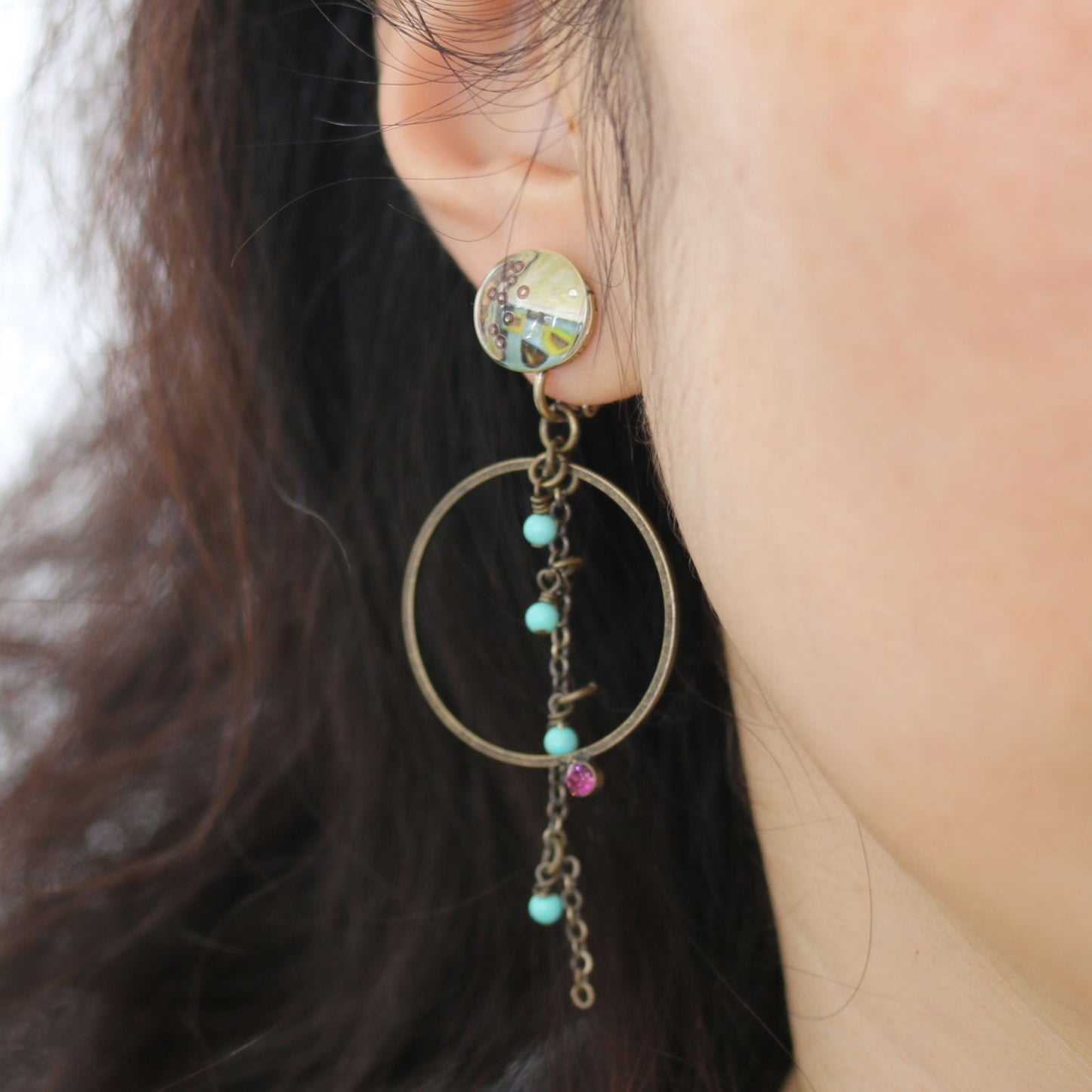 Hoop Earrings Turquoise Green TAMARUSAN