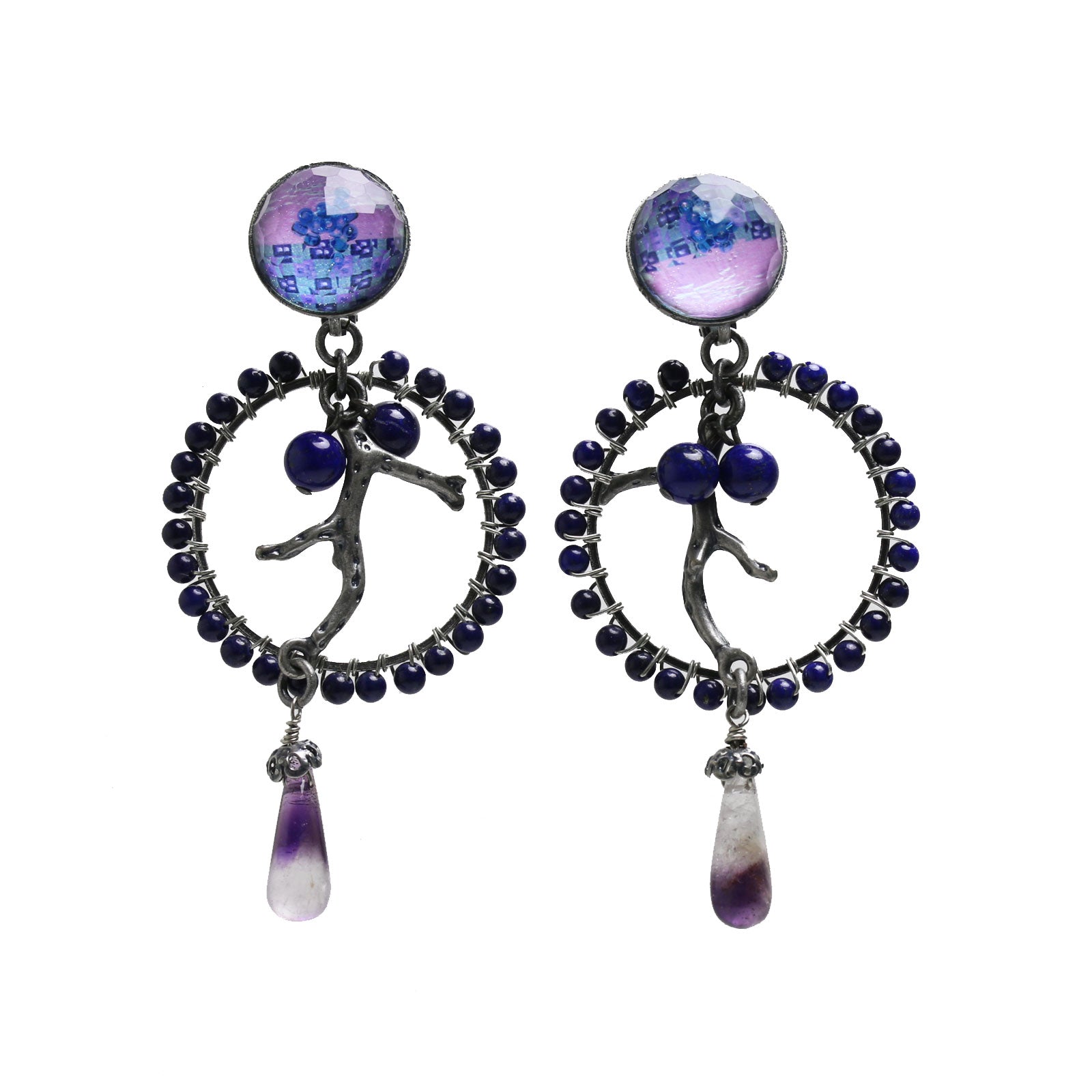 Hoop Earrings Purple Lapis Lazuli TAMARUSAN