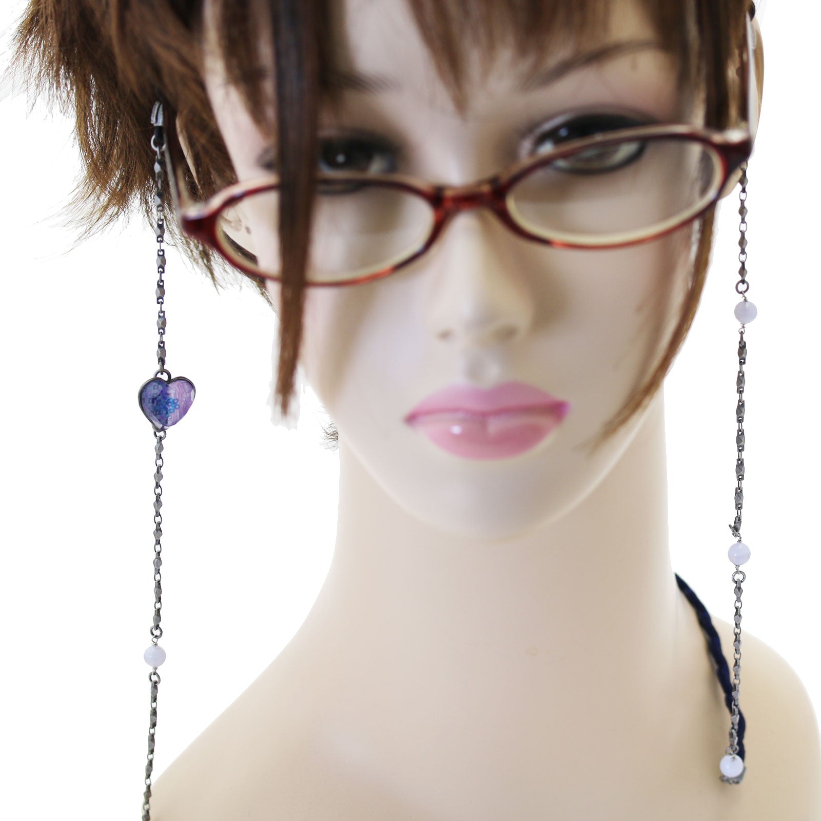 Eyeglass Chain Ribbon Purple Heart TAMARUSAN