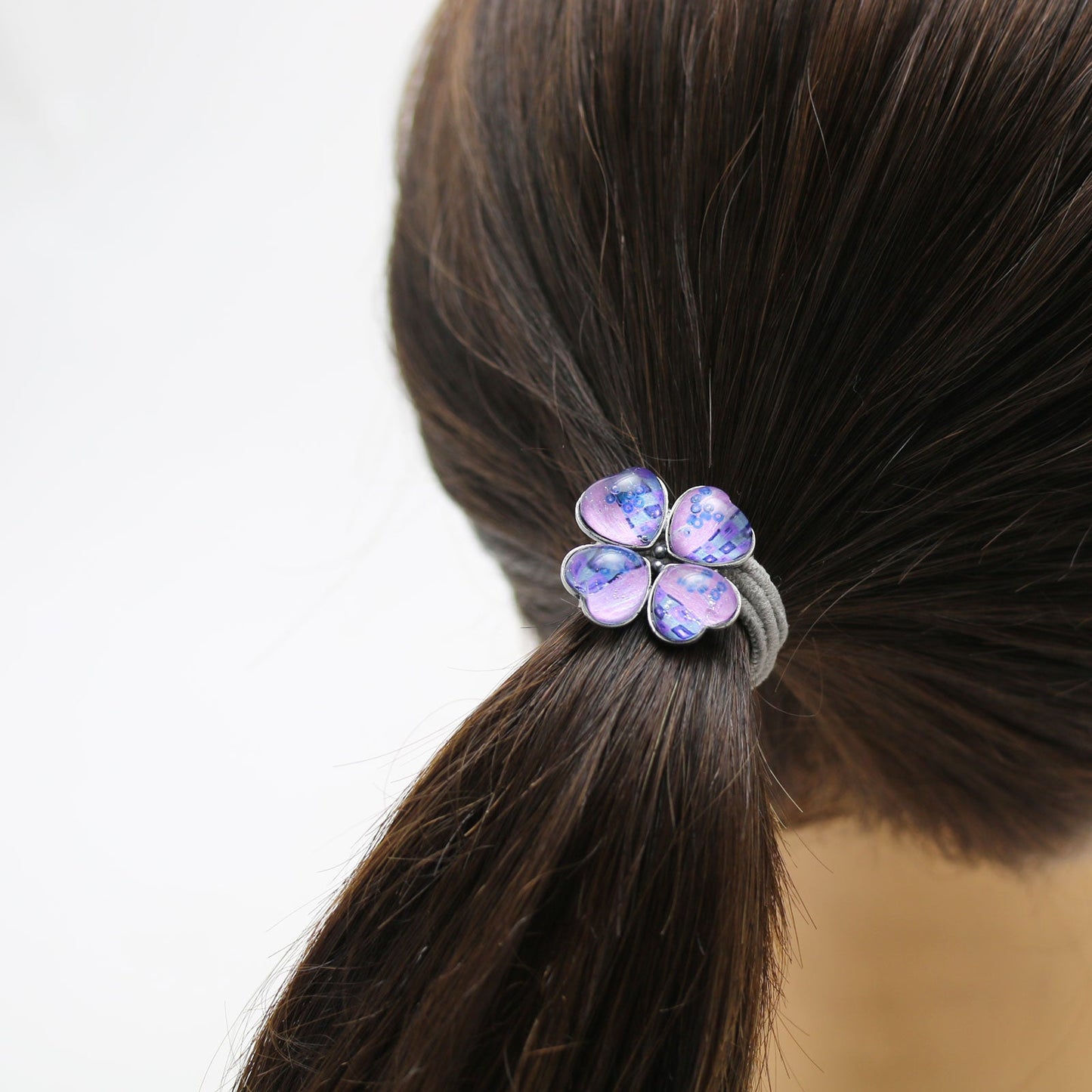 Purple Gorgeous Hair Elastic Clover Flower TAMARUSAN