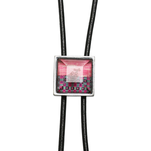 Leather Strap Bolo Tie Handmade Pink Casual TAMARUSAN
