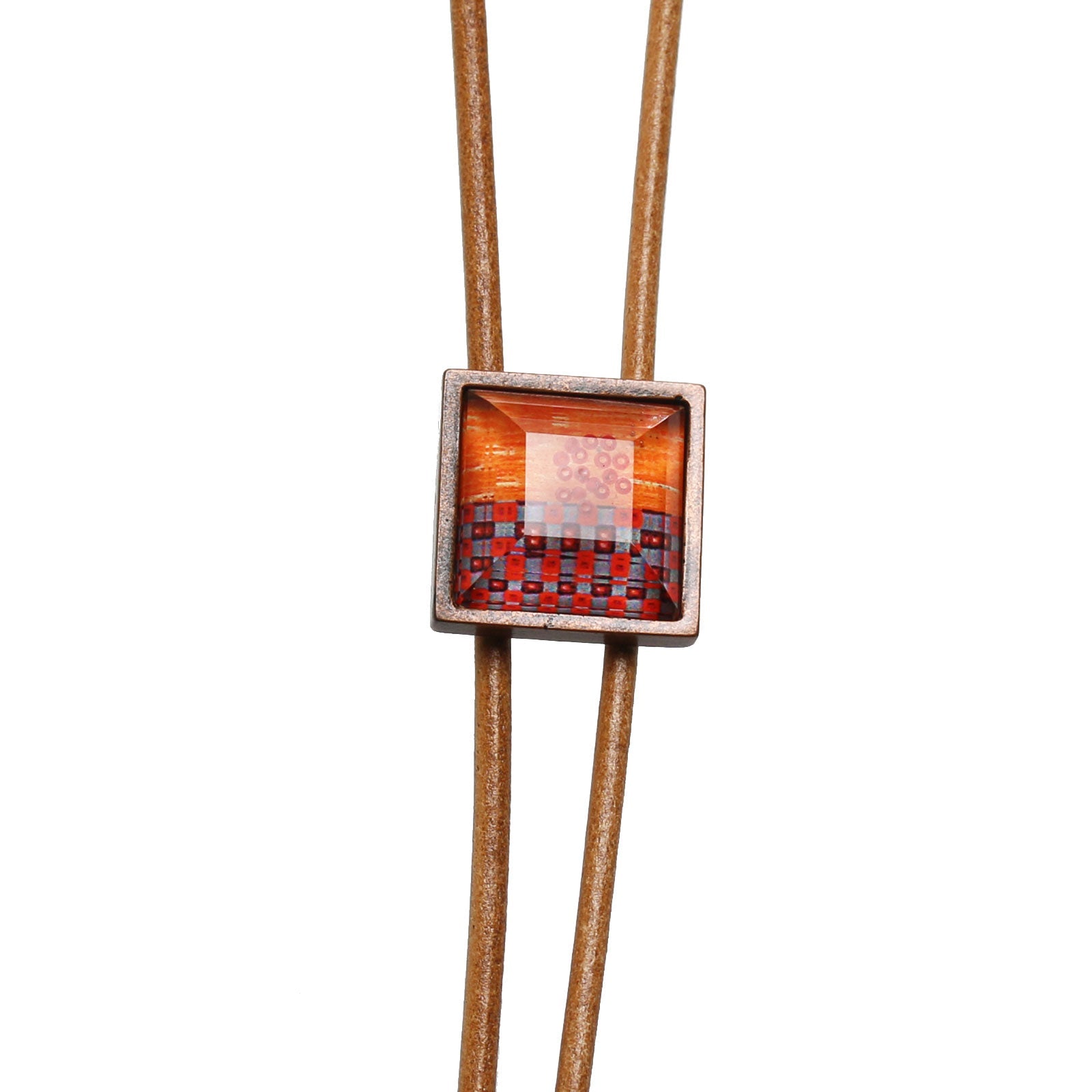 Leather Straps Bolo Tie Orange Casual Necktie TAMARUSAN