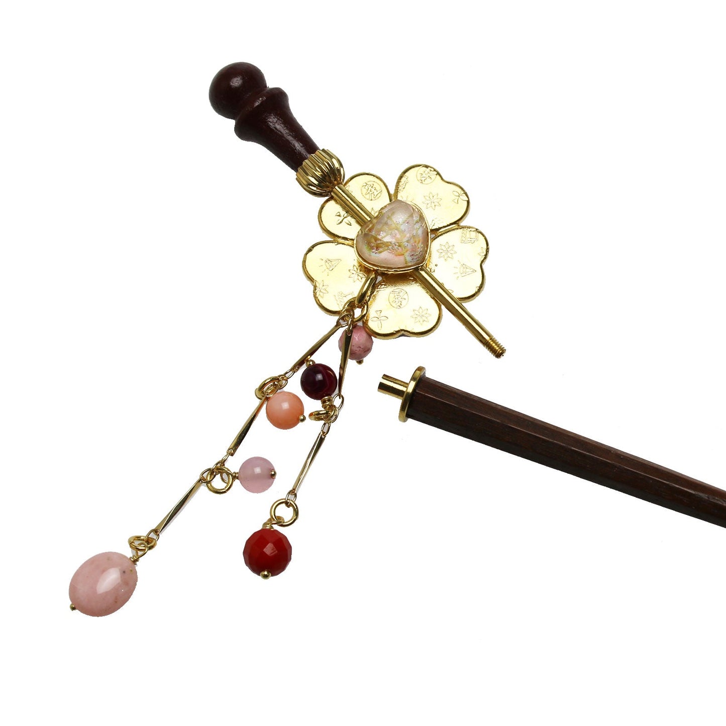 Changeable Ornament Hairpin Pink Flower Wood TAMARUSAN