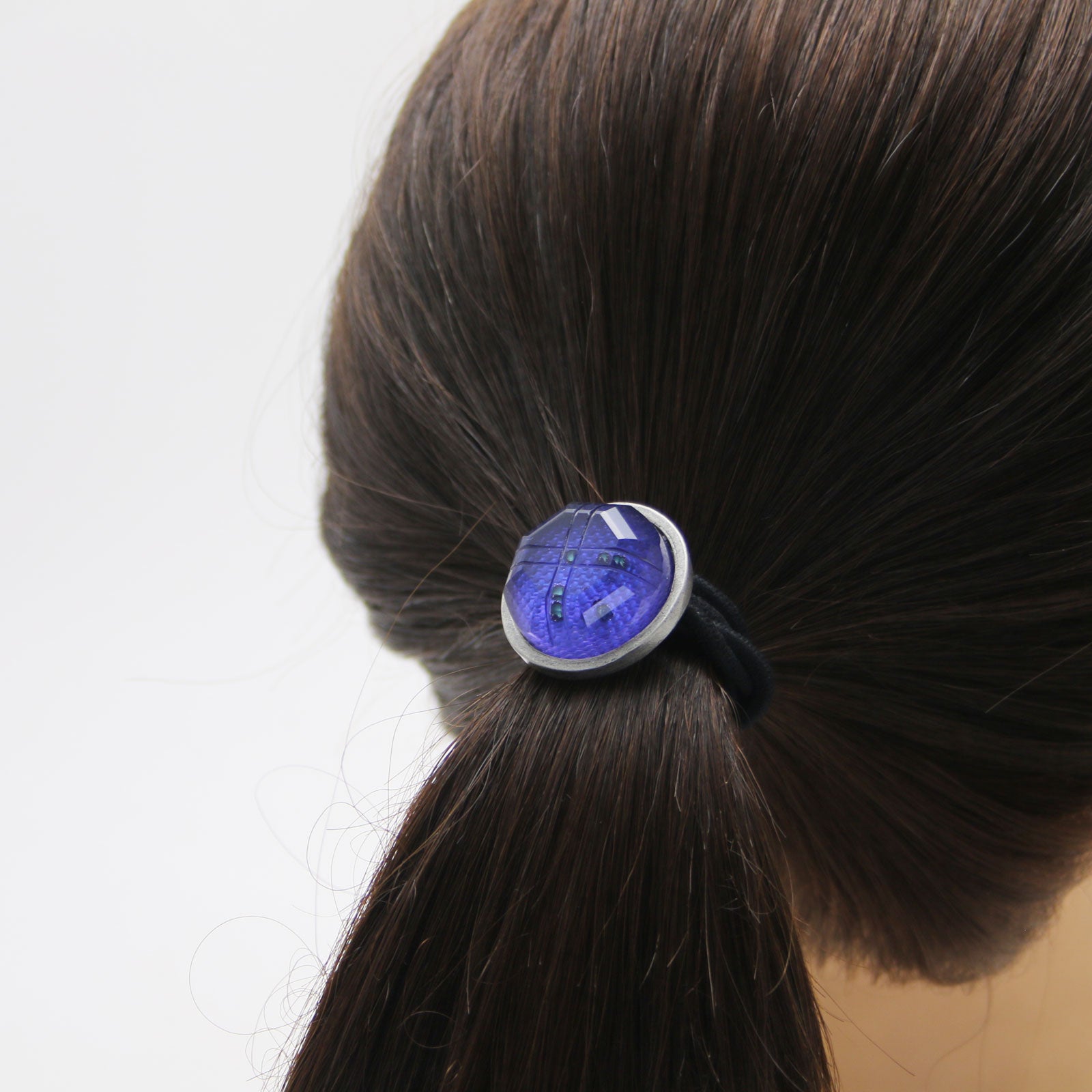 Hair Elastic Blue Button Simple TAMARUSAN