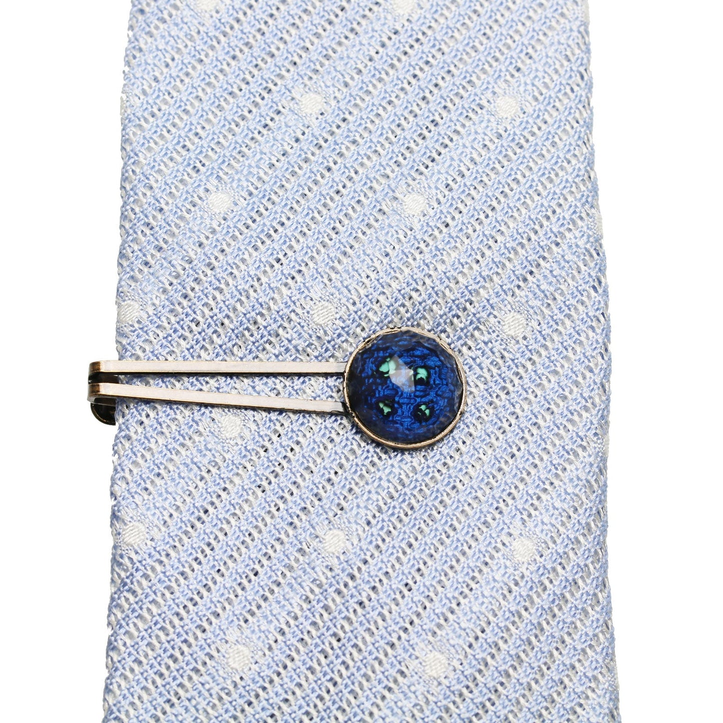 Tie Clip Button Blue Handmade TAMARUSAN