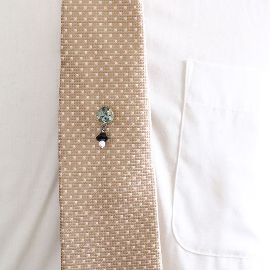 Tie Tack Dinosaur Onyx Crystal Handmade Navy Blue TAMARUSAN