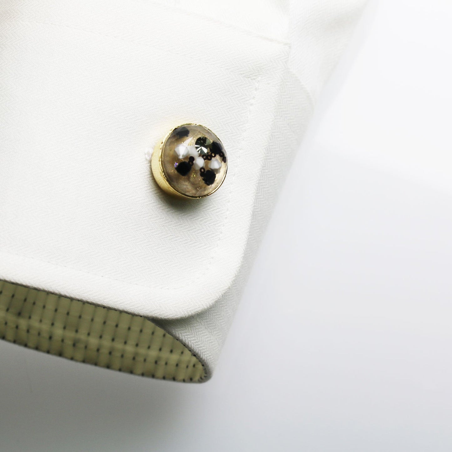 Button Cover Beads Black And White Resin Cufflinks TAMARUSAN