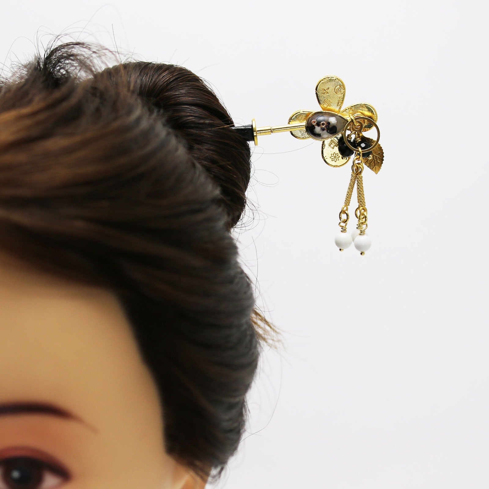 Changeable Ornament Hairpins Flower Gold Beige TAMARUSAN