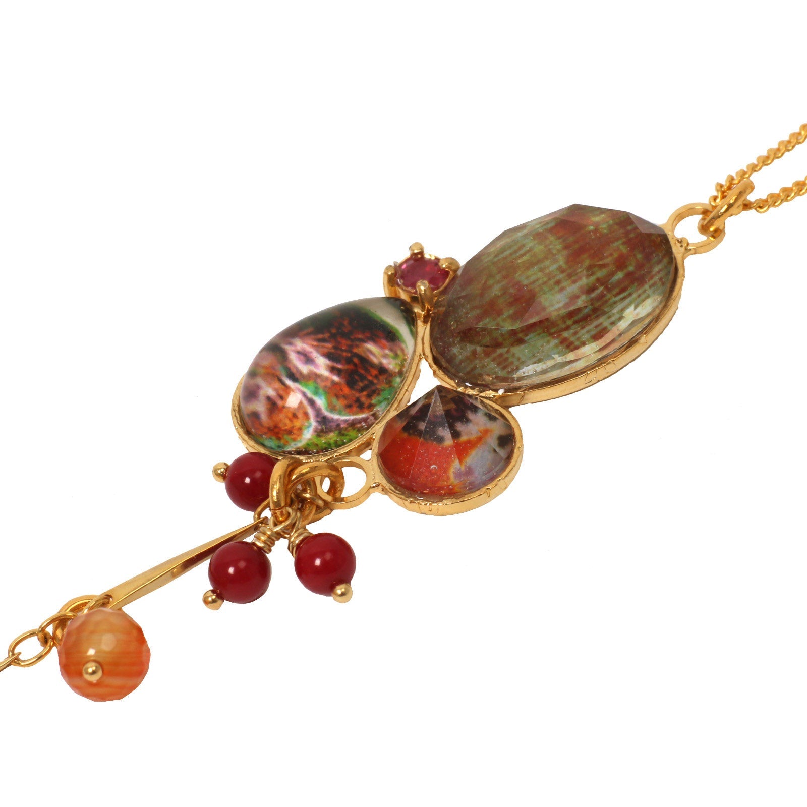 Gold Necklace Ruby Coral TAMARUSAN