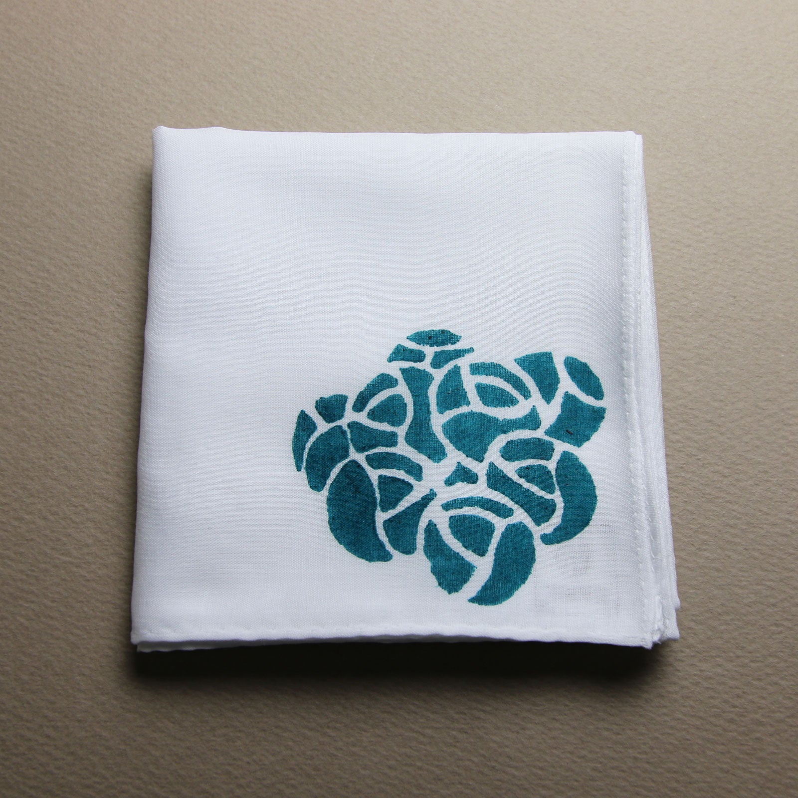 Rose Handkerchief Hand Print White TAMARUSAN