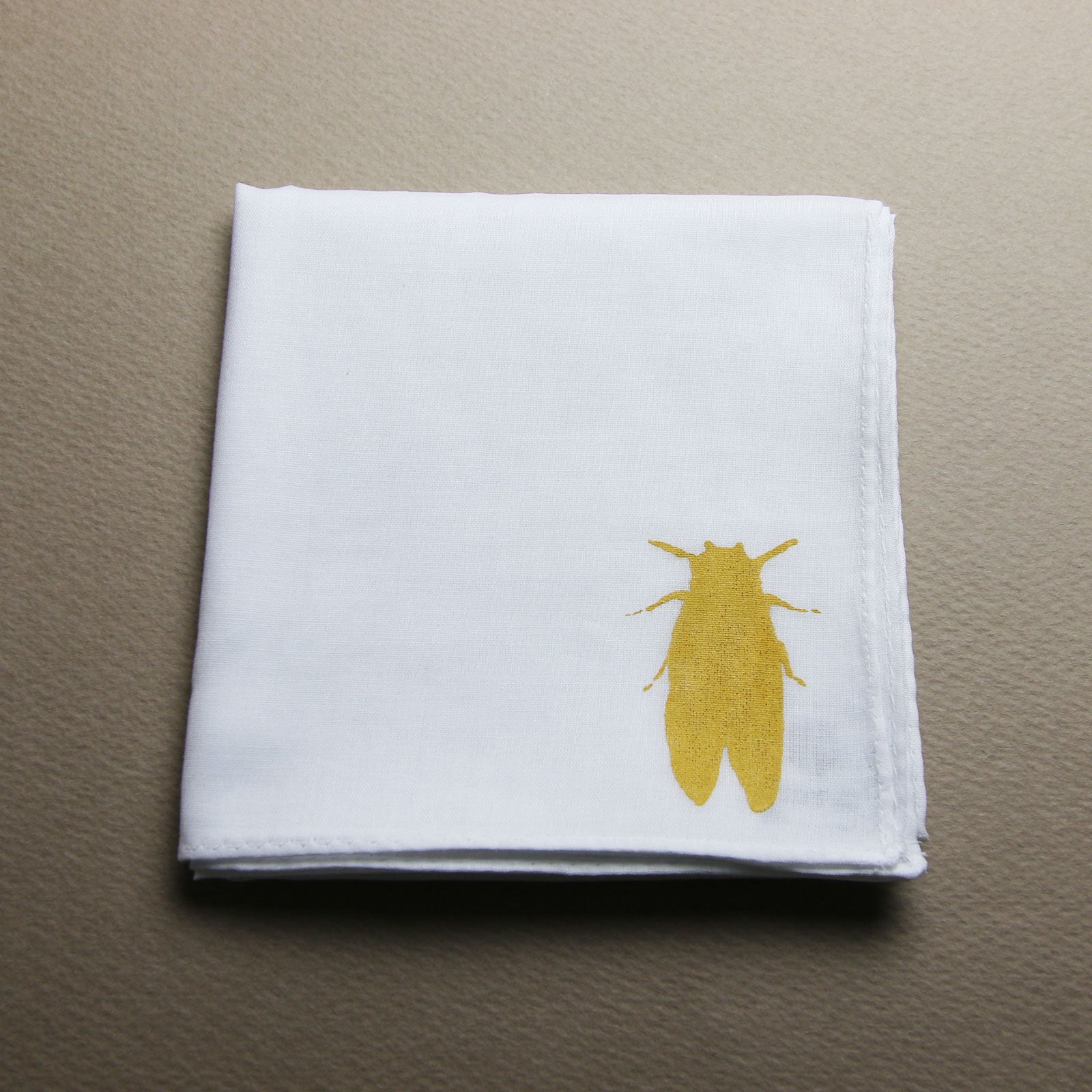 Cicada Handkerchief Hand Print White TAMARUSAN