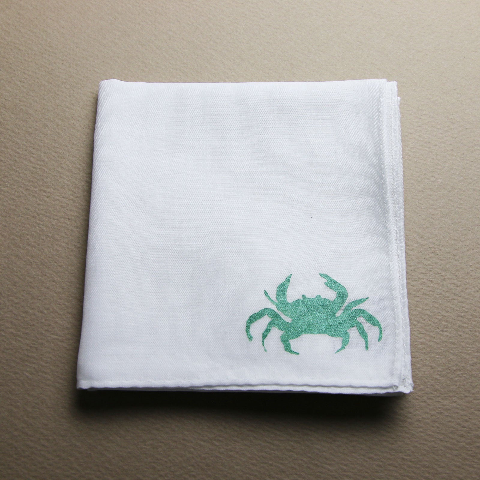 Crab Handkerchief Hand Print White TAMARUSAN