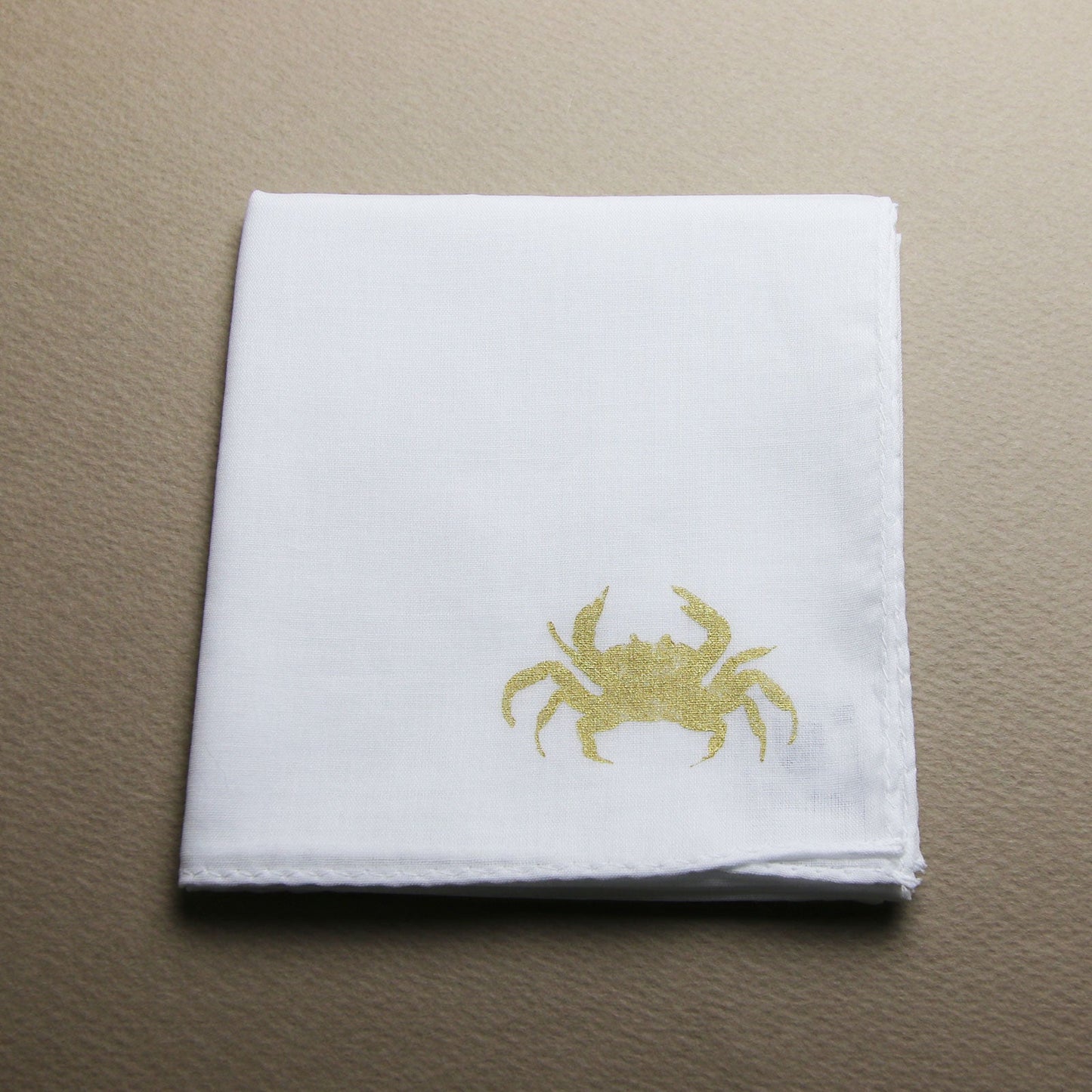 Crab Handkerchief Hand Print White TAMARUSAN