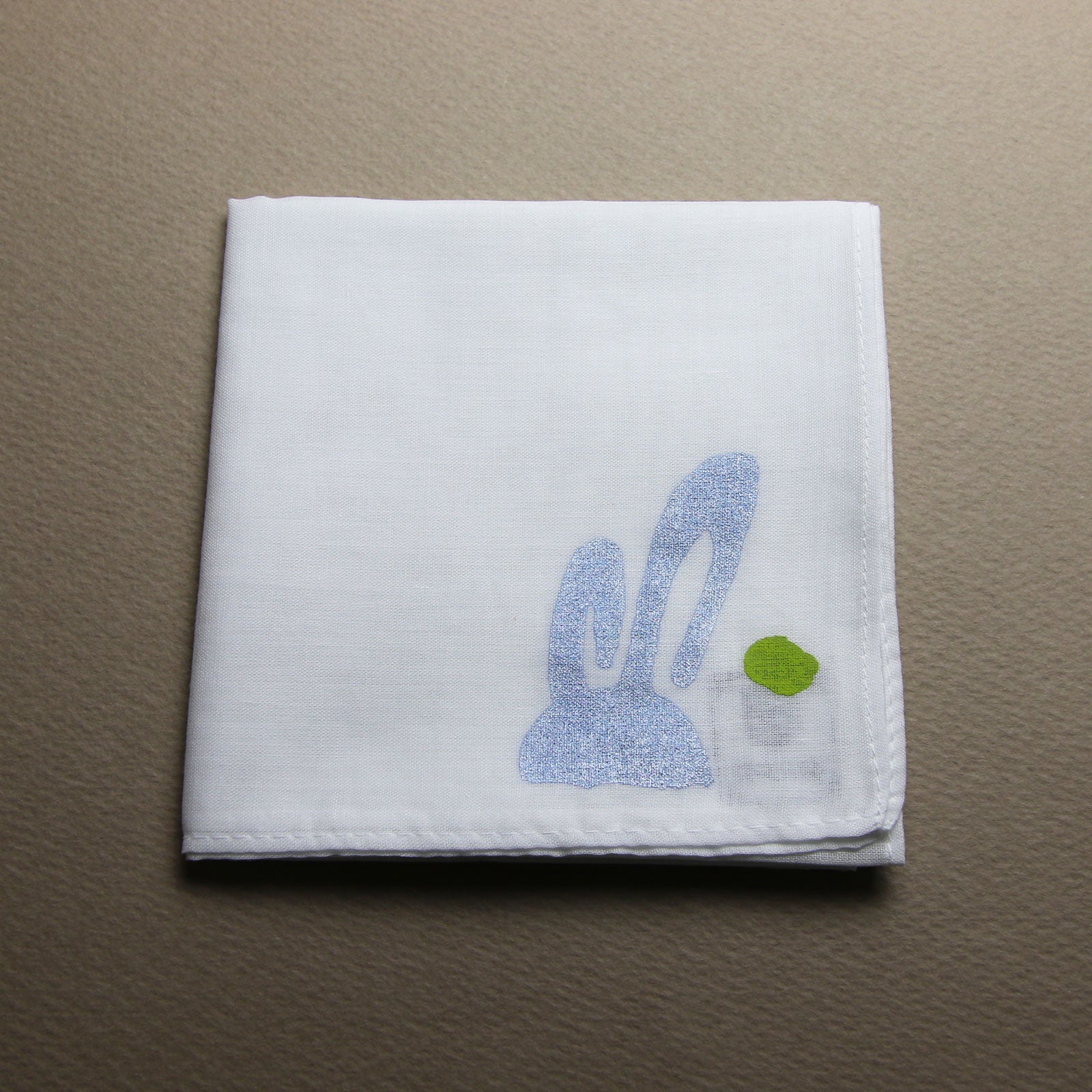 Rabbit Handkerchief Hand Print White TAMARUSAN