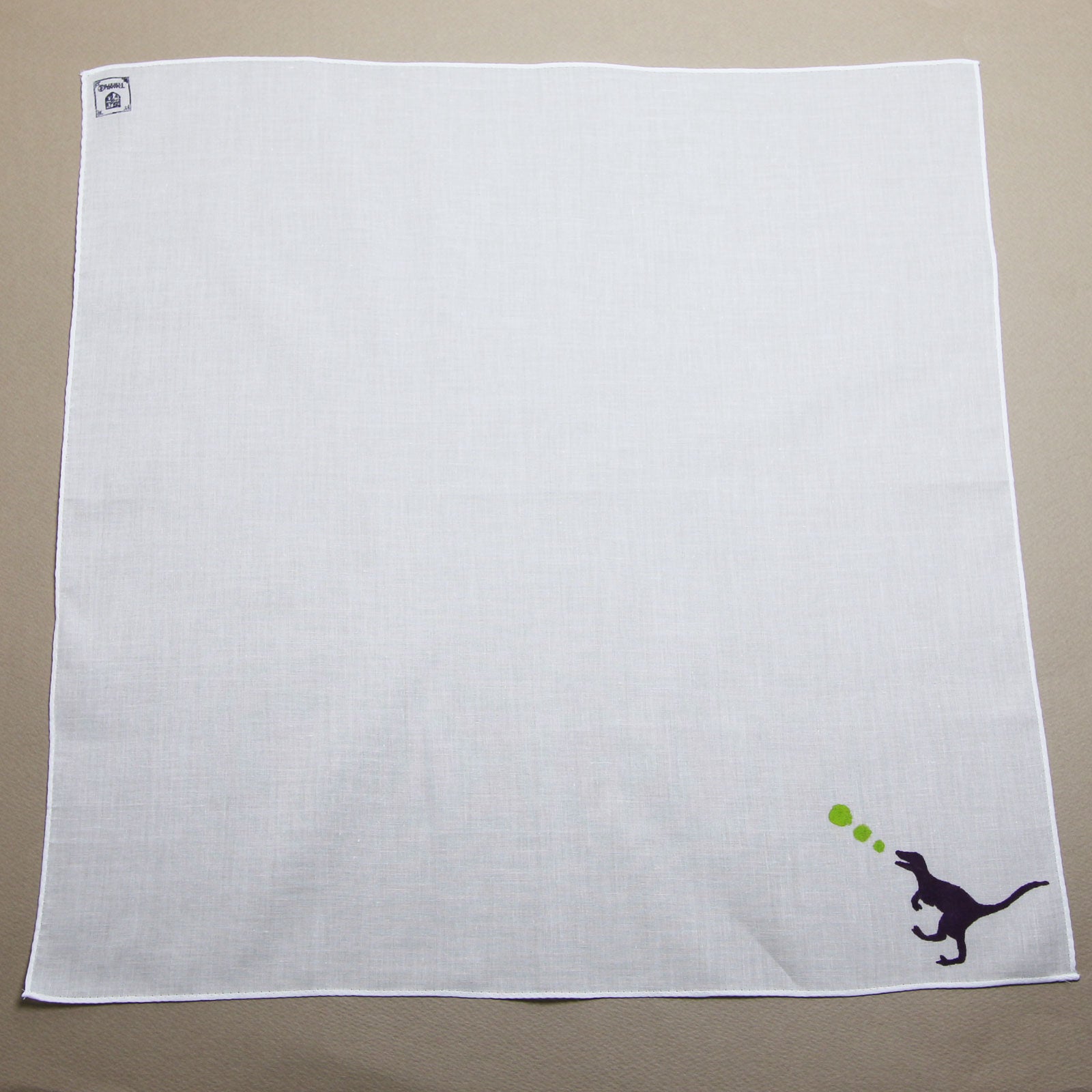 Dinosaur Handkerchief Hand Print White TAMARUSAN