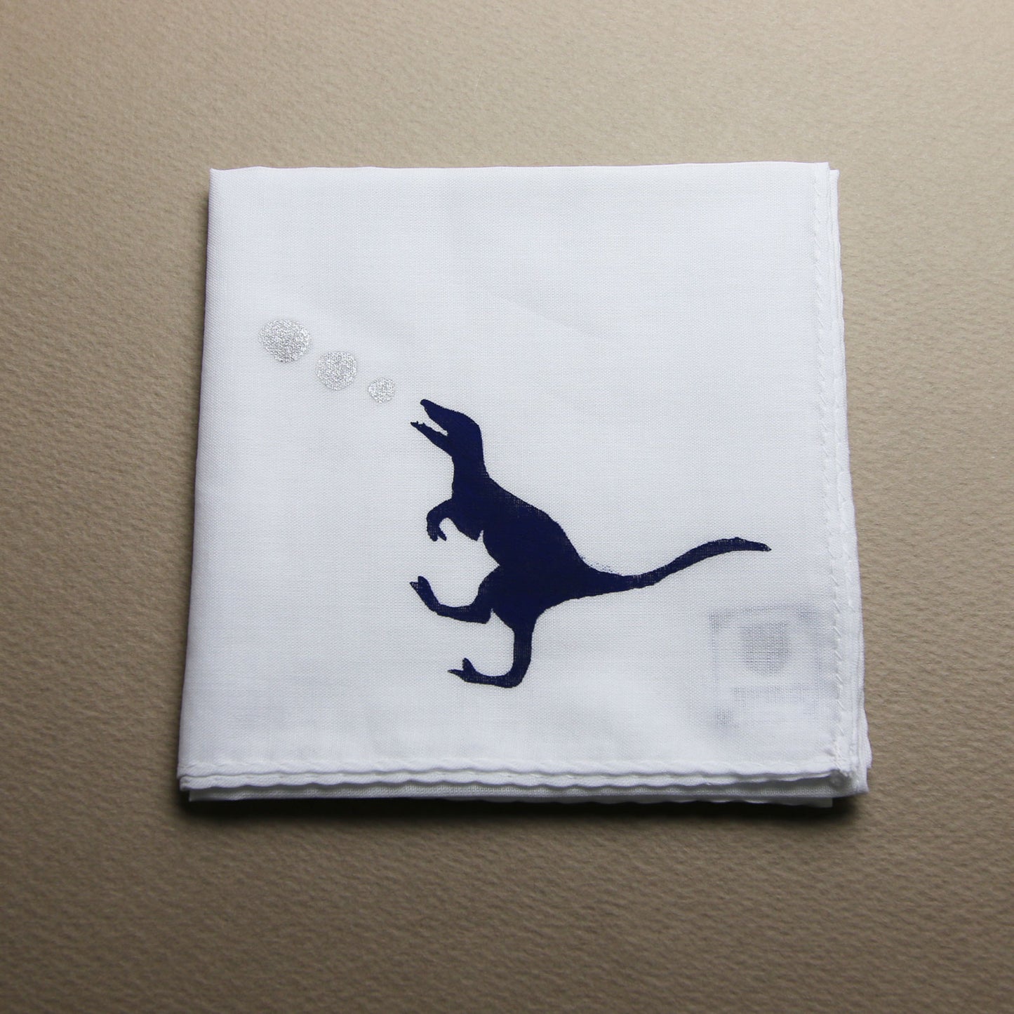 Dinosaur Handkerchief Hand Print White TAMARUSAN