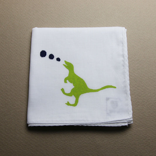 Dinosaur Handkerchief Hand Print White TAMARUSAN