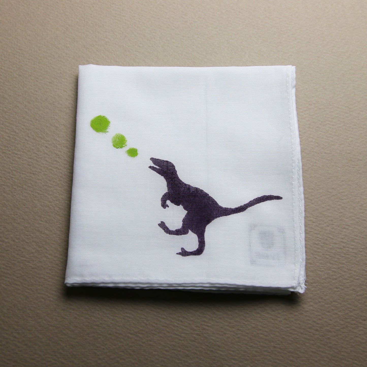 Dinosaur Handkerchief Hand Print White TAMARUSAN