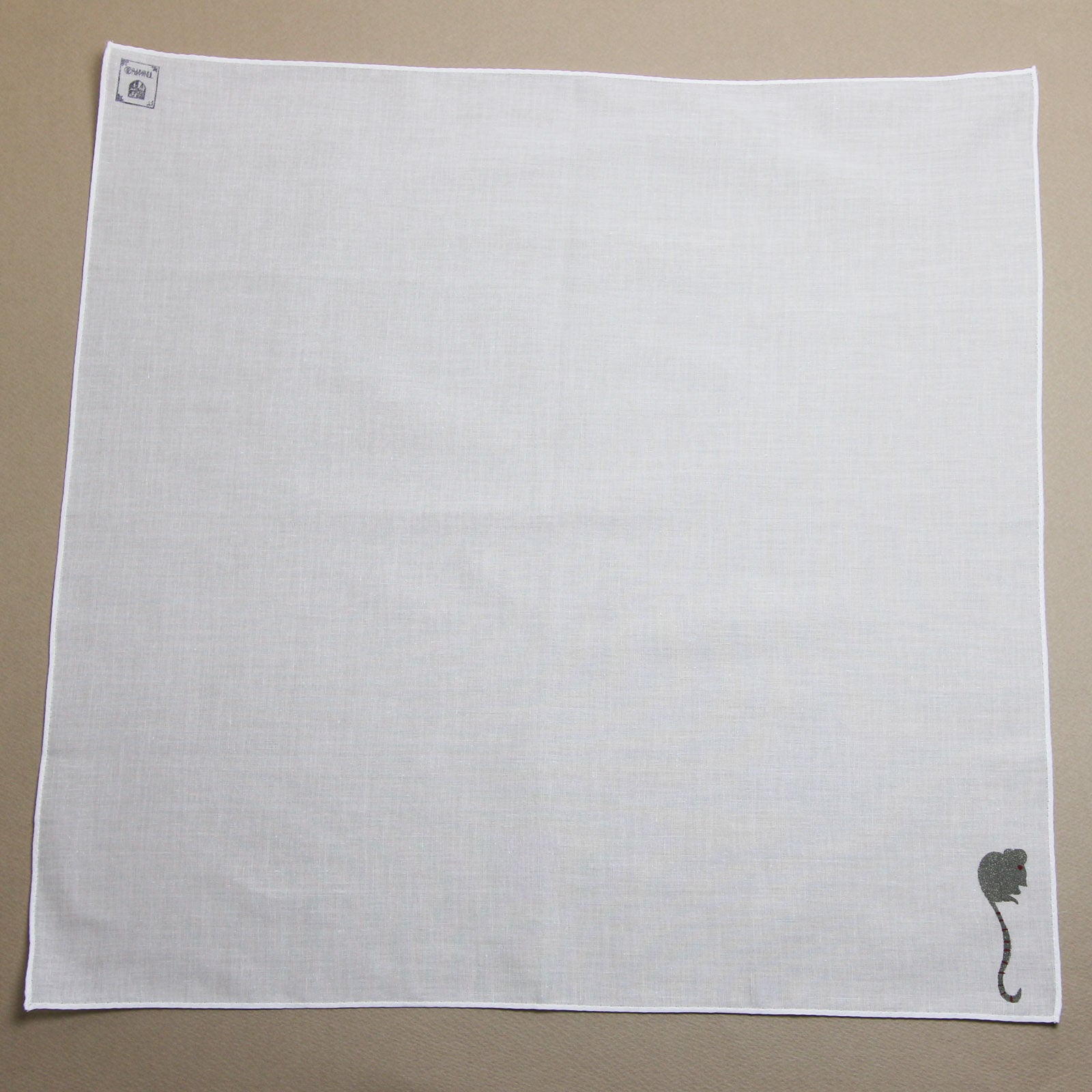 Mouse Handkerchief Hand Print White TAMARUSAN