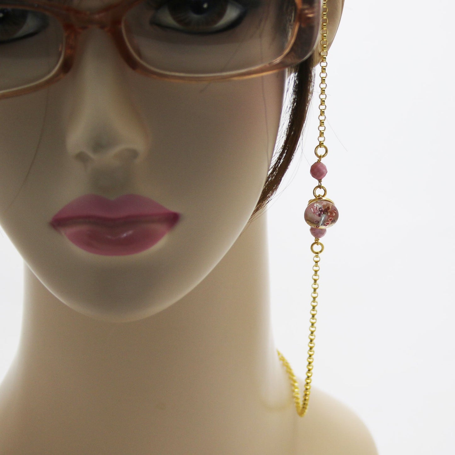 Eyeglasses Chain Pink Gemstone TAMARUSAN