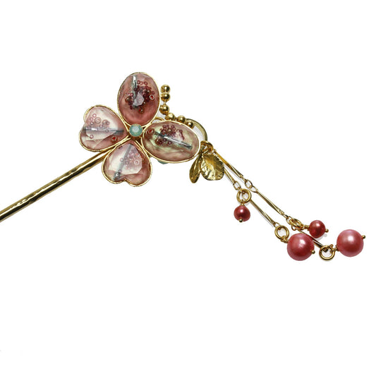 One Stick Hairpin Pink Butterfly TAMARUSAN