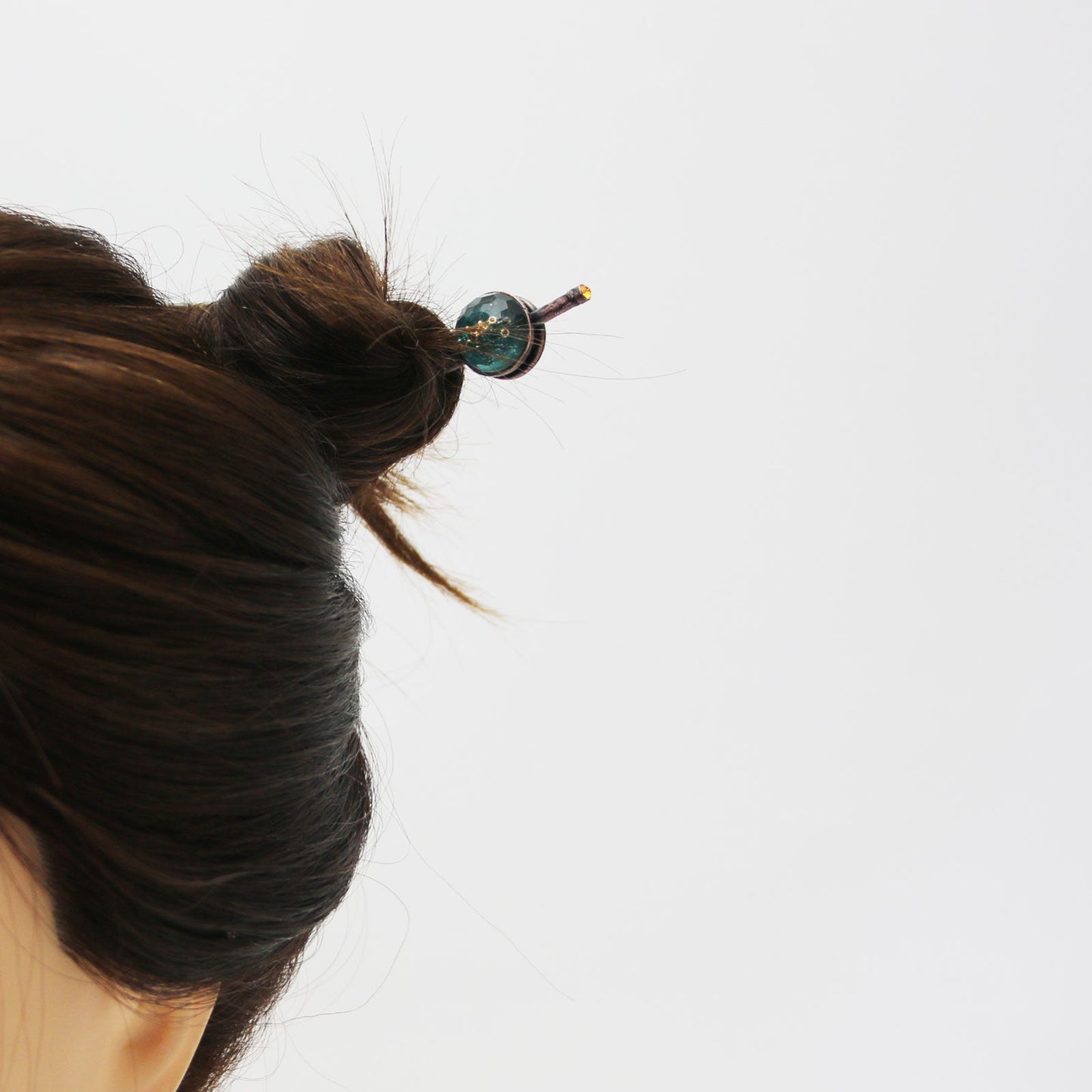 Hair Stick Pin Emerald Simple TAMARUSAN