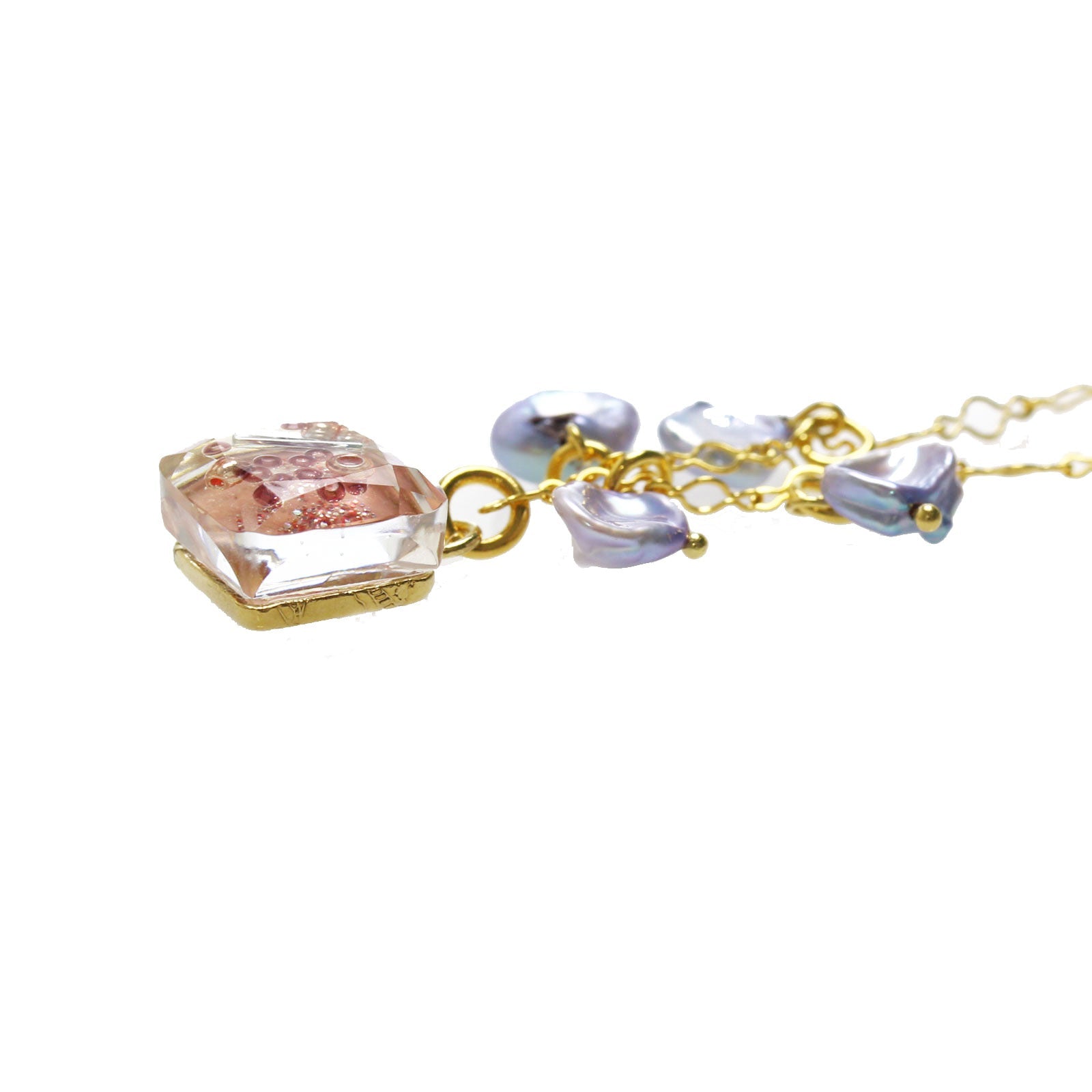 Necklace Pink Freshwater Pearl Gold TAMARUSAN