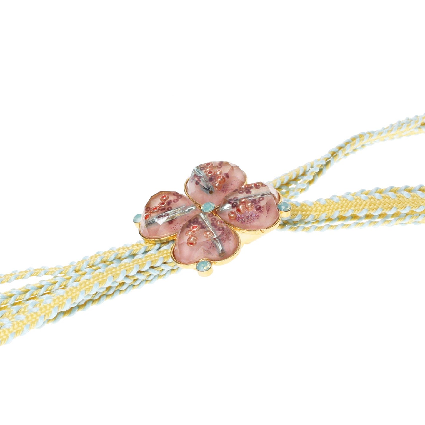 Ribbon Bolo Tie Necklace Flower 24k Gold TAMARUSAN