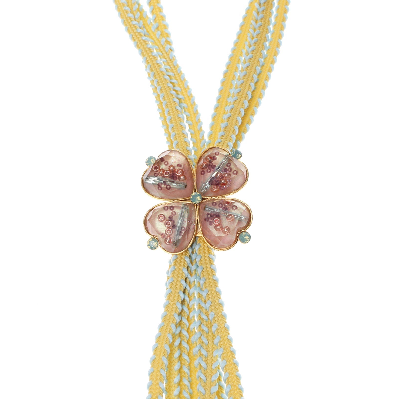 Ribbon Bolo Tie Necklace Flower 24k Gold TAMARUSAN