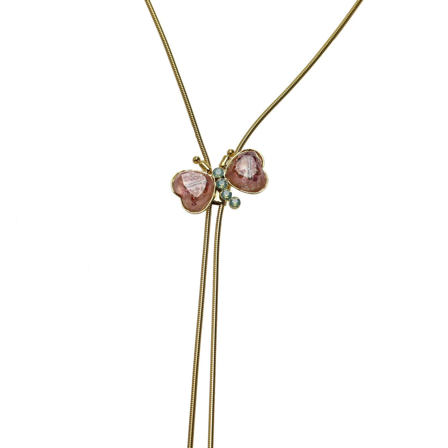 Chain Bolo Tie 24k Necklace Butterfly Pink TAMARUSAN