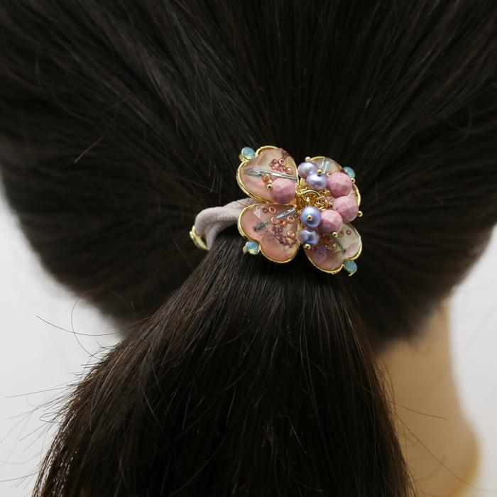 Hair Elastic Gorgeous Flower Rhodonite Pink TAMARUSAN